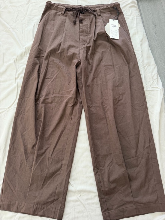 Pants - Women's Wide-Leg Drawstring Trousers - Brown